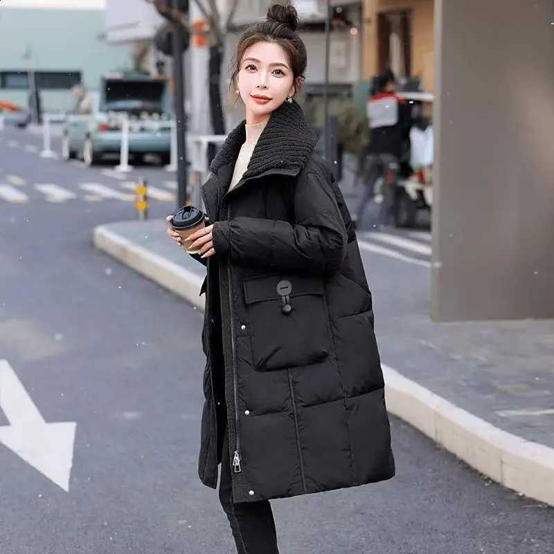 2025 Women's Down Cotton Jackets Winter Thickened Knee-Length Coats Female Long Sleeve Korean Style Cotton Padded Outerwear N754 H260917
