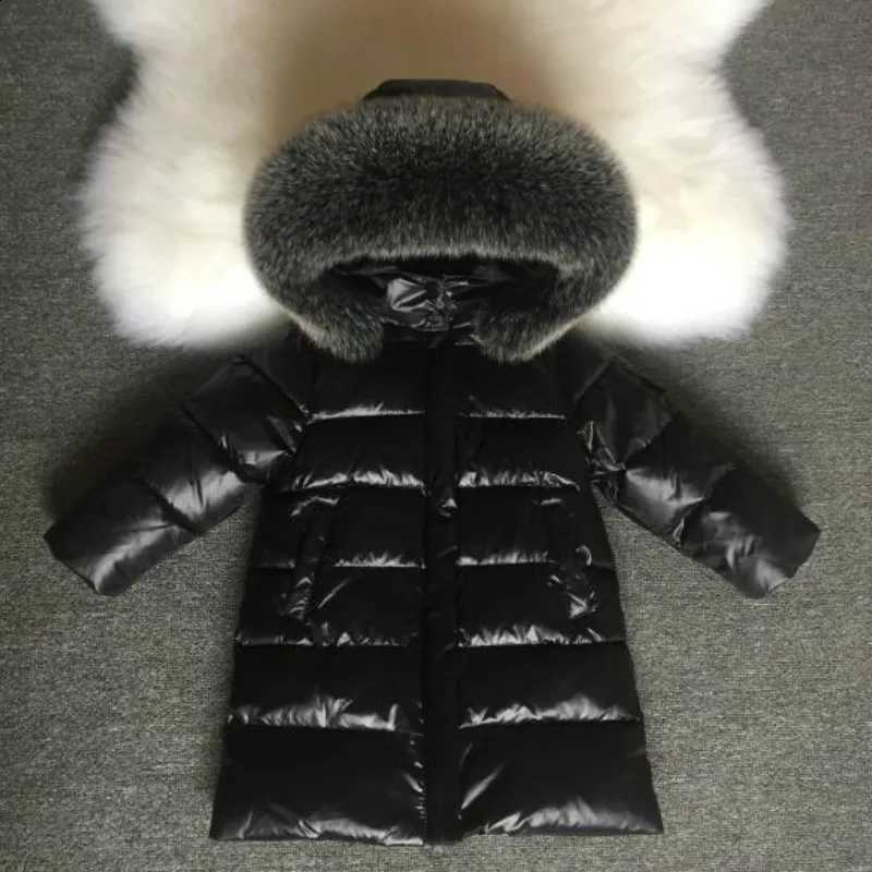 Coats NEW Fashion Girls Winter for Boys Child Down Jackets Outerwear Waterproof Medium-long Thick Real Fur Hooded 1-14Y J260917