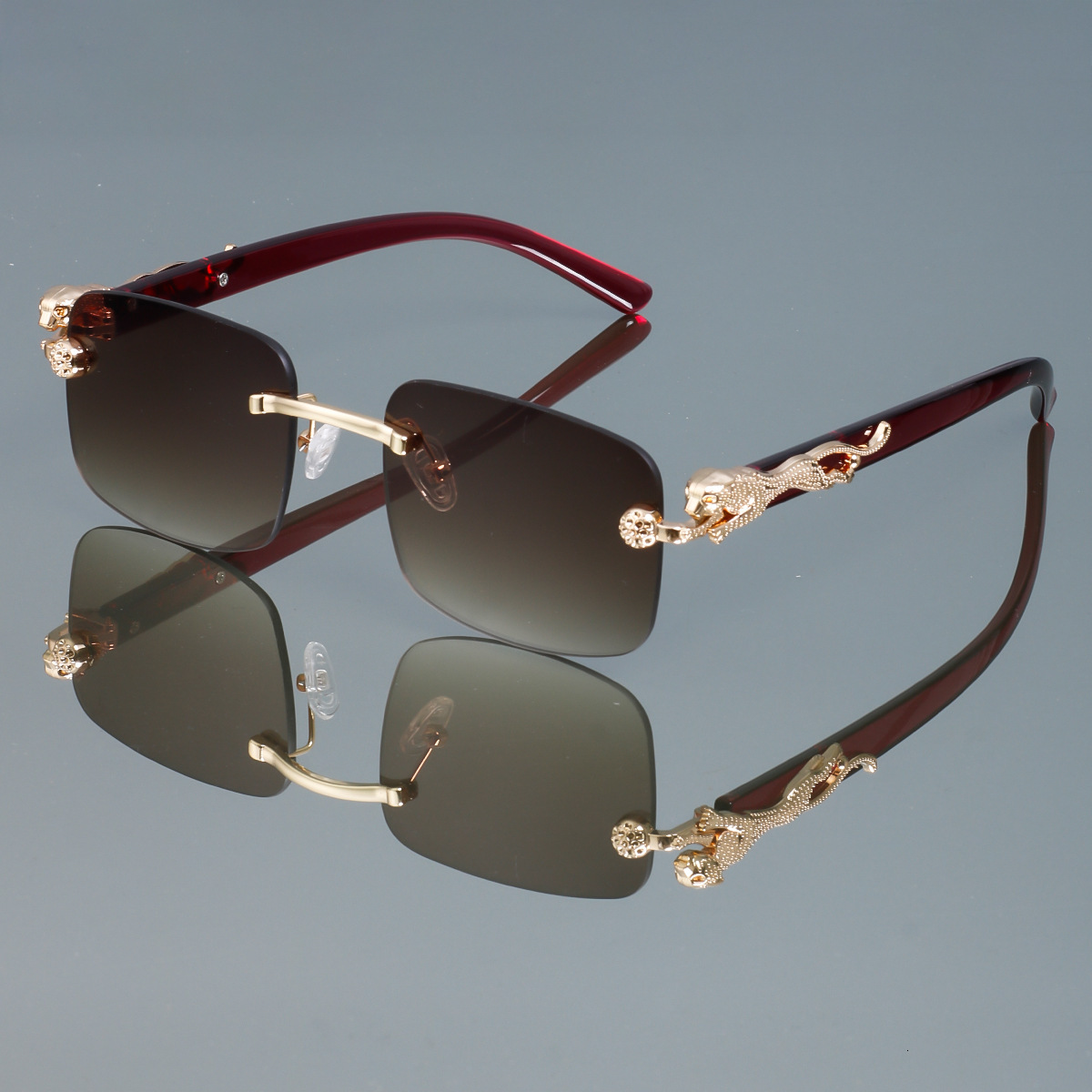 High-End Designer Sunglasses New Men's Rimless For Driving, Traveling, Vacation, Fashionable Casual Wear Sunglasses 2026 Vintage Metal Eyewear