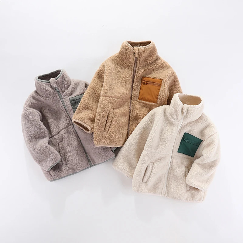 1 2 3 4 5 6 7 Years Boys Jacket Autumn Winter Warm Fleece Baby Coats Fashion Zipper Children's Outerwear Plush Kids Clothes 260916