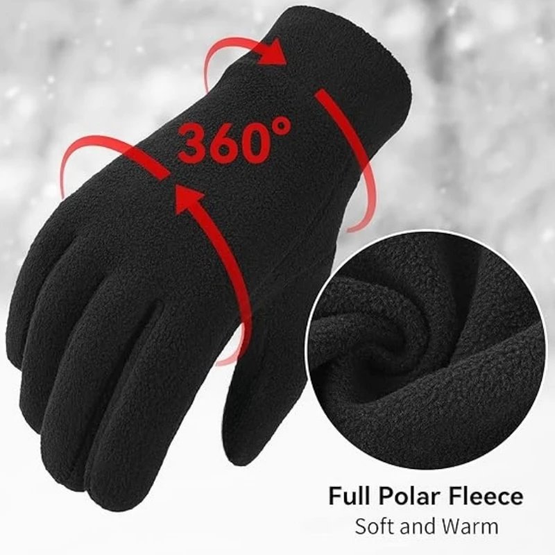 Thermal Touch Screen Gloves for Winter Running Hiking in Cotton Polar Fleece