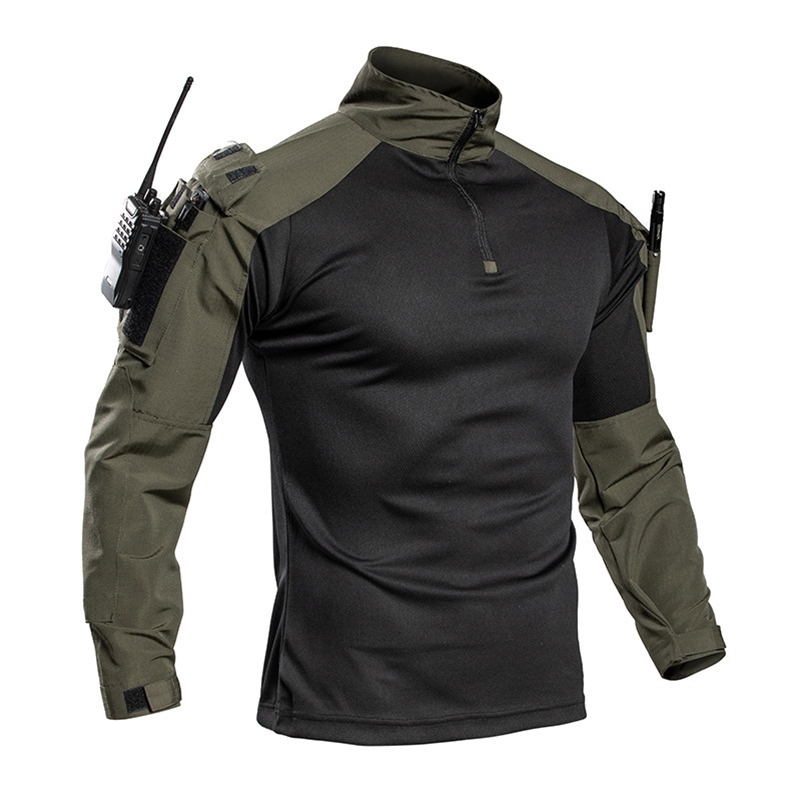 Men's Tactical Combat Shirt Quick Dry Military Long Sleeve Shirt with Arm Pockets for Outdoor Hiking Airsoft Hunting EU Size 260916ww