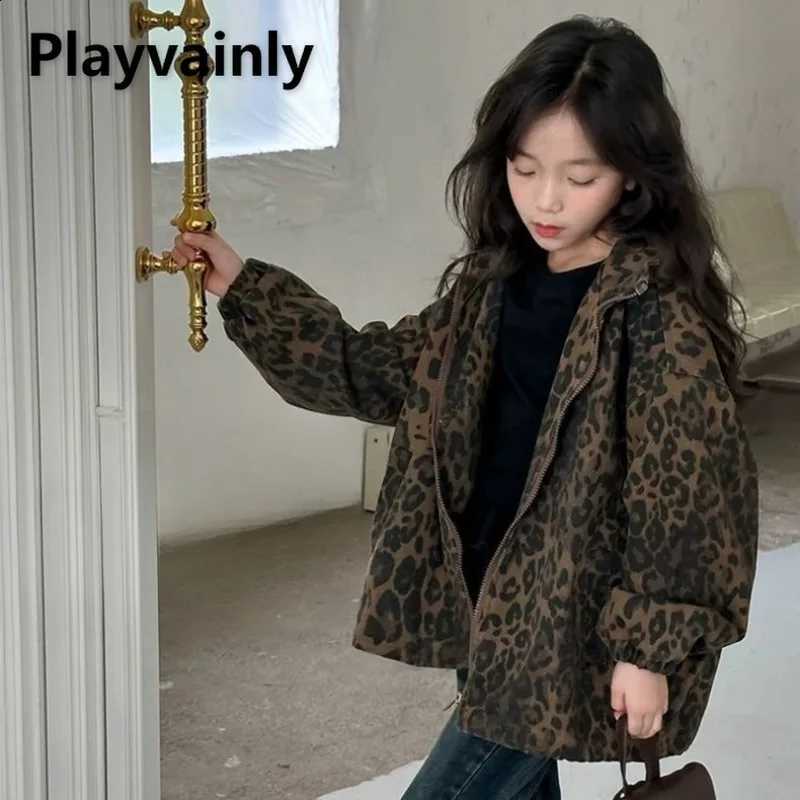 Style Children Korean Fashion Leopard Print Coats Autumn Winter Girls Jacket with Zipper Casual Outwear Kids Clothing A87151T260916