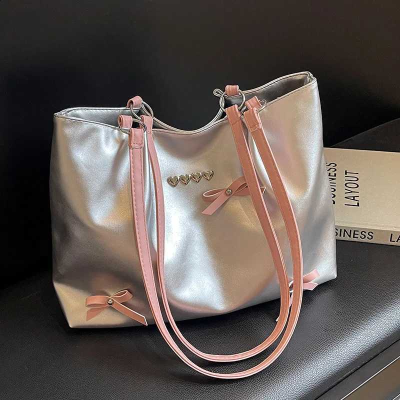 Women Large Capacity Bow Tote Bag New Texture Casual Commute Shoulder Bag Student School Daily Handbag H260916