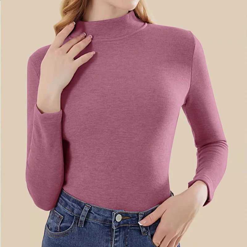 1pcs Women Thermo Top Velvet Slimming Undershirts Female Thermal Underwear Warm Soft Autumn Winter Long Sleeve High Neck Clothes H2609161
