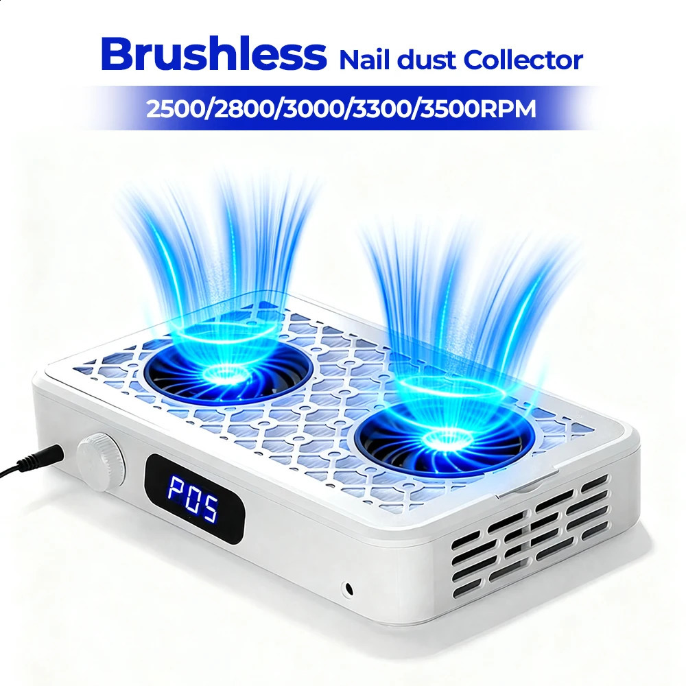 Professional Turbo Vacuum Cleaner Brushless Nail Dust Collector Two Hands Strong Suction Extractor with Double Fans 260917
