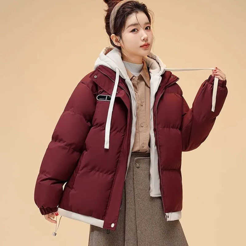 Jackets Cotton-padded New Women's Winter Loose Two-piece Down Cotton Jackets Female Korean Hooded Parkas Quilted Jackets Trendy H260917