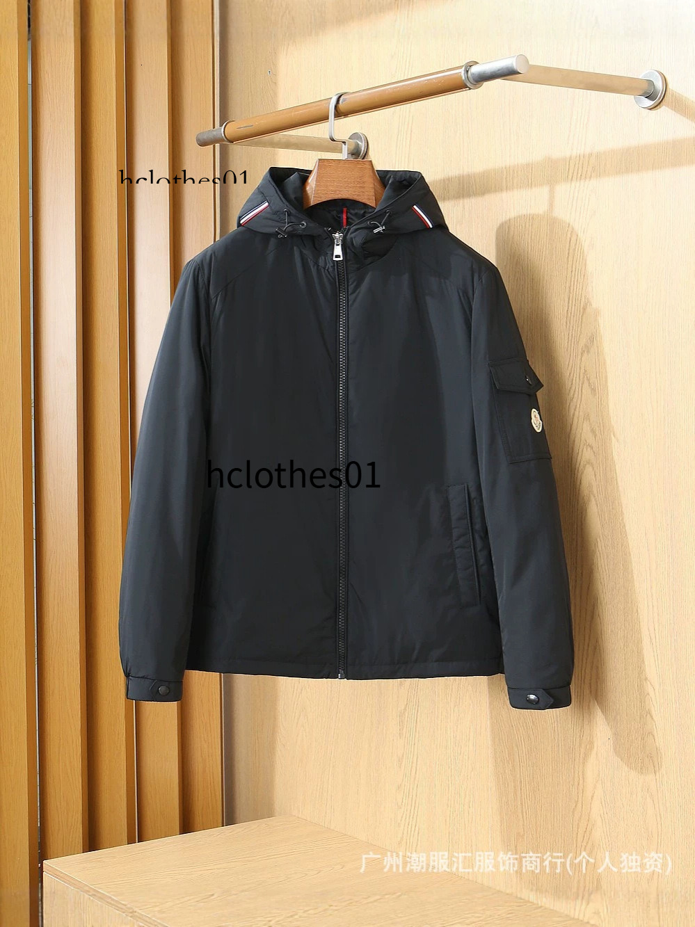M brand authentic hooded thin cotton jacket for men, classic badge logo, windproof, warm, casual outerwear, light luxury