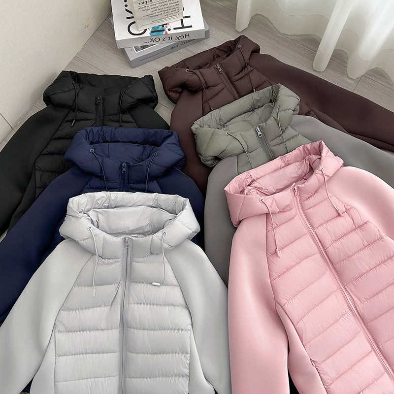 Slim-Fit 2025 Autumn New Style Patchwork Cotton Jacket Women's Lightweight Comfortable Casual Versatile Hooded Warm Jacket H260917