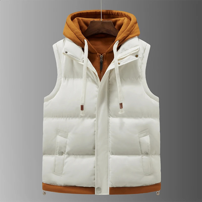 Unisex Fashion Hooded Vests Jacket Sleeveless Vest Autumn Thermal Soft Vests Casual Coats Male Cotton Men's Vest Men Thicken 260916