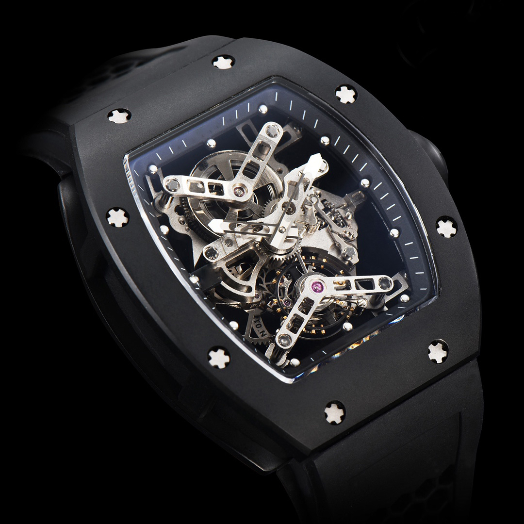 watchRM027 titanium carbon fiber black ceramic bezel It features an RM tourbillon movement and has a power reserve of 48 hours designer watches