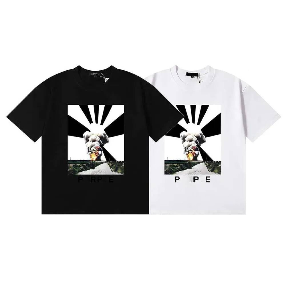 Purple Shirt Designer Men's T Shirts Men Women Inset Collar Regular Fit Cotton Print Tops More Color Large Size With Label Breathable And Comfo
