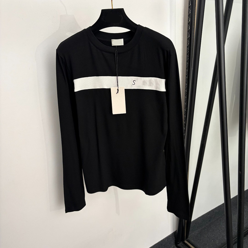 Designer Women Casual T Shirt Slim Fit Long Sleeve Fleece Lined Warm Undershirt Spring Autumn Casual Commute Top