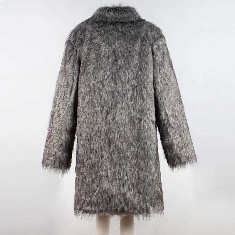 Fur Patchwork Men Fur Faux Outerwear Turn Down Collar Coat Cardigan Jackets Long Sleeve Thick Warm Fur Hgh Spliced 2025 Winter W260915
