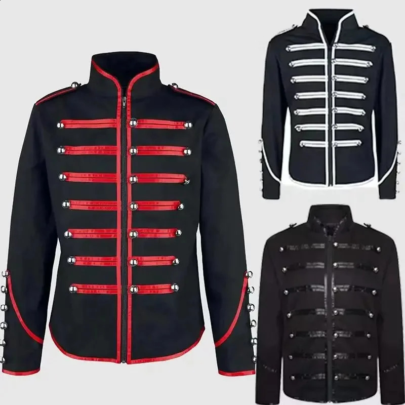 Mens Gothic Military Jackets Steampunk Medieval Vintage Jacket Stand Collar Rock Frock Coat Retro Punk Clothing 260917