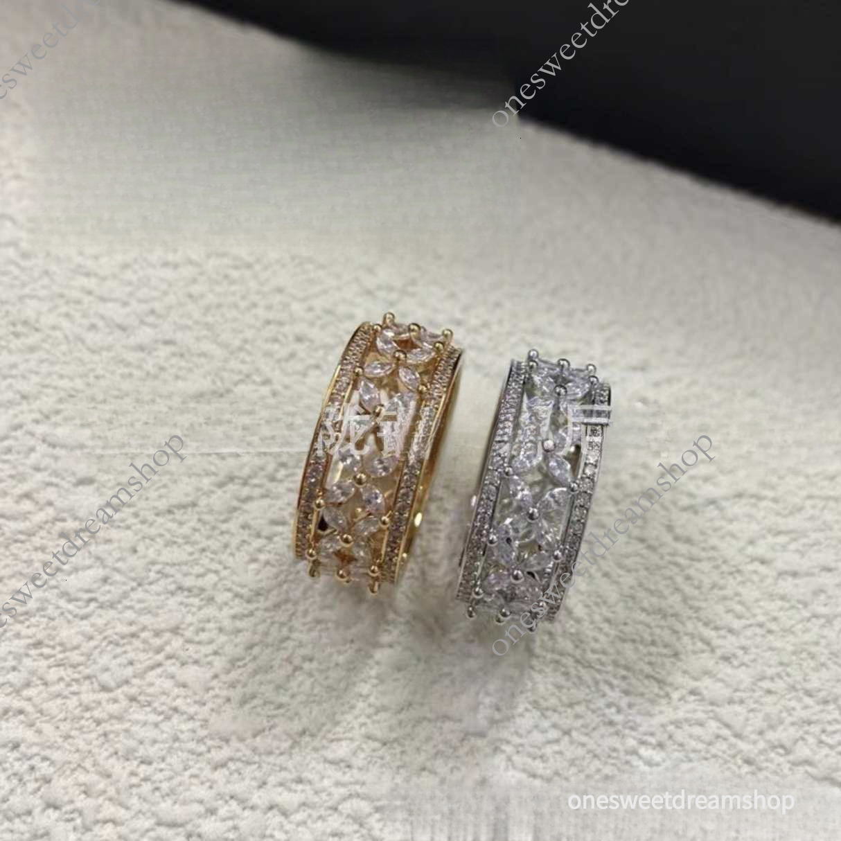 designer t rings High-end version Wish hot-selling marquise zircon princess ring for women, fashionable hollow bow ring,