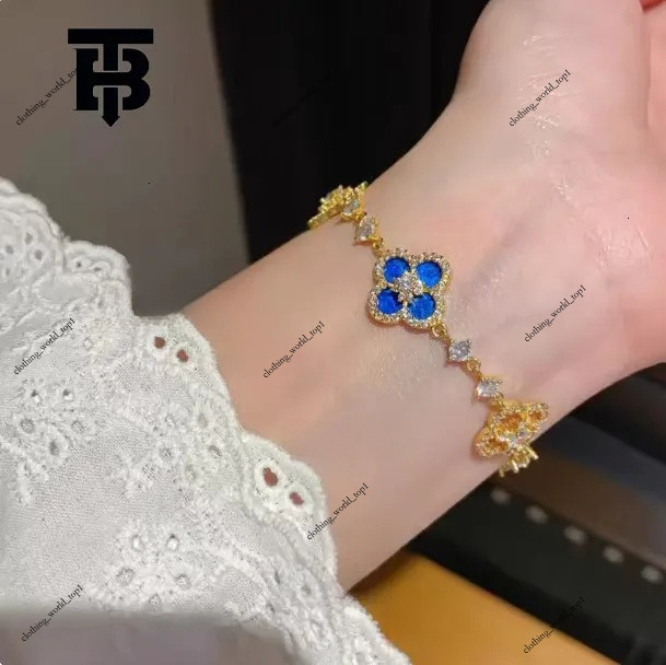 TB BHULAMTE Designer Lucky Bracelet New Luxury Women's Gold Clover Shiny Hollow Accessories Elegant Party Jewelry Fashion Festival Gift 48c 09b