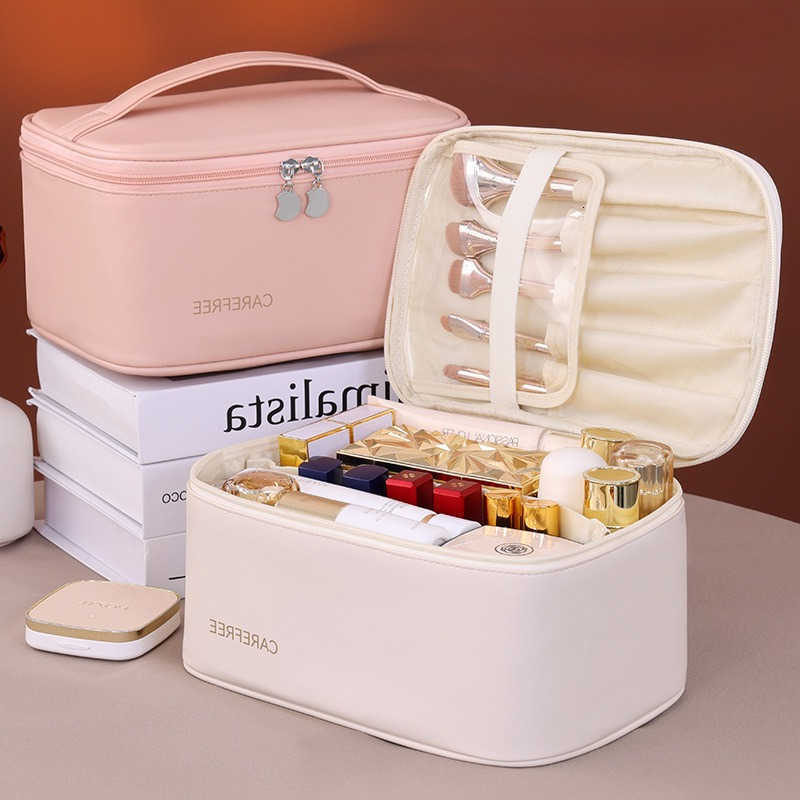 PU Makeup Luxury Bag for Women - Travel Cosmetic Organizer with Zipper Closure Ideal for Vacation Gift UseT260917