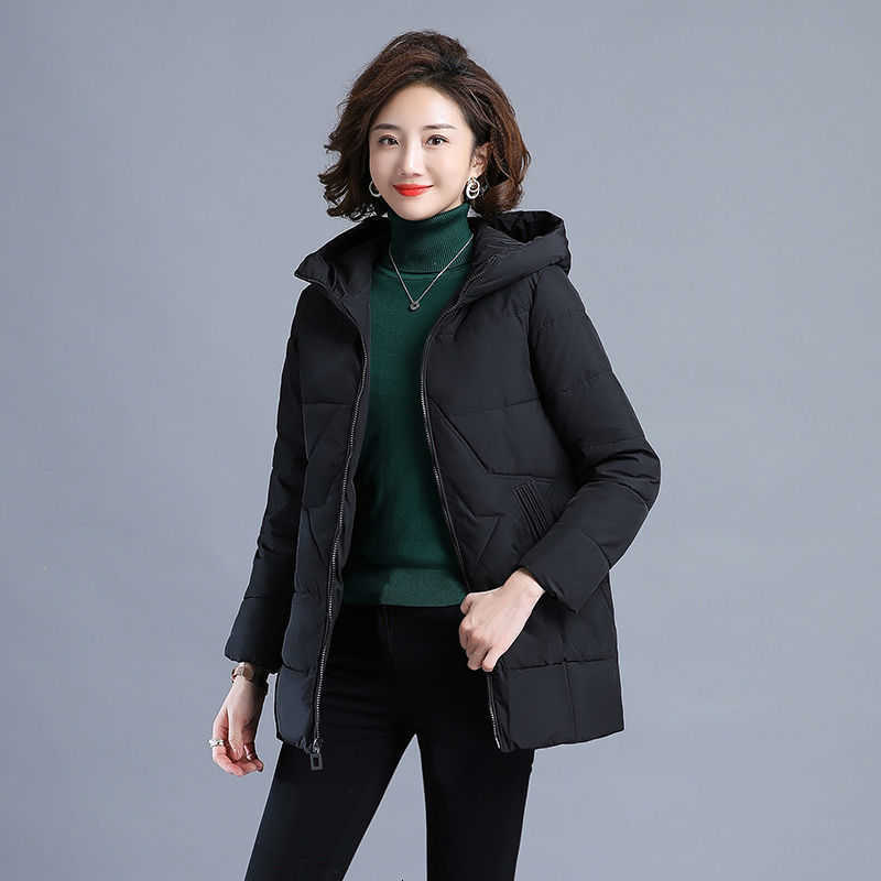 4xl Winter Size Warm Big Hooded Parkas Coats Women Loose Mid Length Down Cotton Overcoats Thicken Snow Wear Jackets H260917