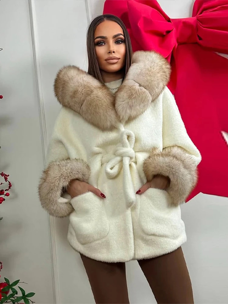 Cotton Lined Furry Fur Collar Belts Jacket Women Fashion Long Sleeve Thicken Warm Female Coat Winter Street Casual Outwear260917