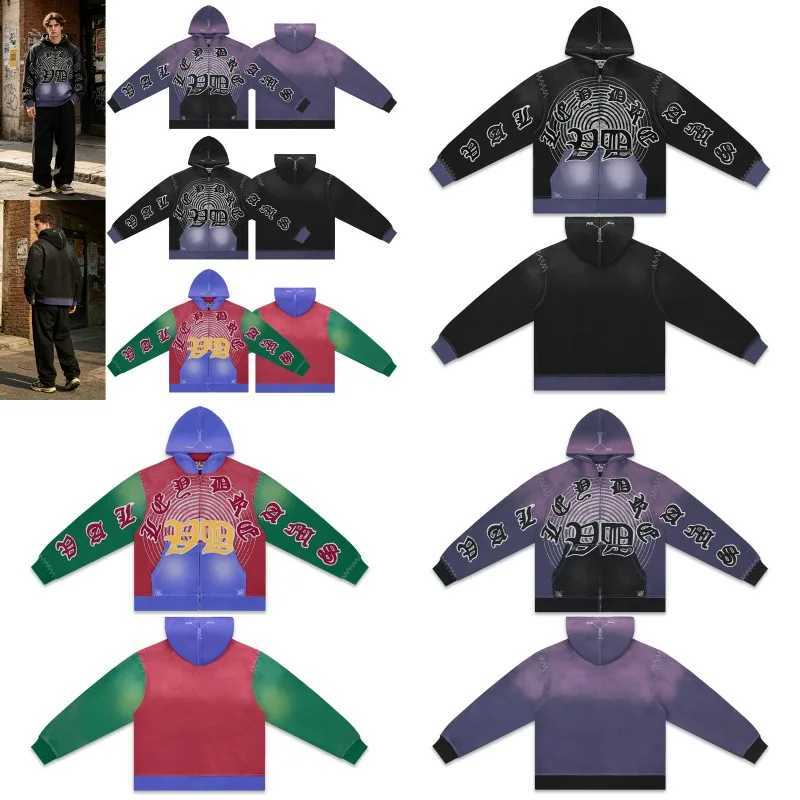 American Style Street Fashion Men Women Loose VALE Zipper Cardigan Autumn Winter New Collection Retro Vintage Patchwork Hoodies X260916