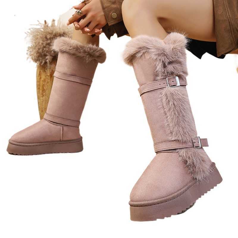 2026 Winter New fa1able Hot Selling Sexy Warm Snow Boots for Women Round Toe Thick Sole Comfortable Casual Mid Length Boots D260917