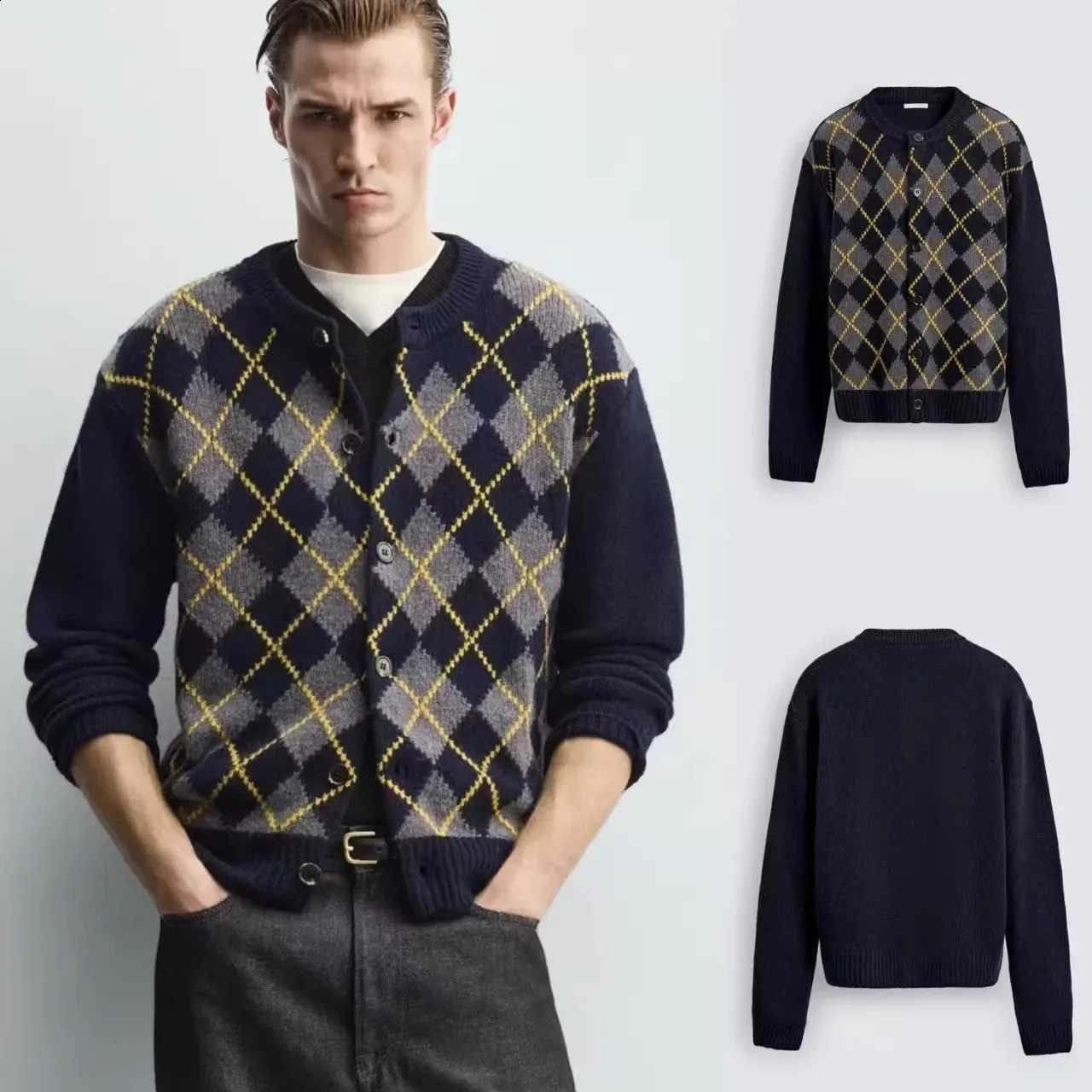 Fit Slim New Long Men's Sve Pattern Open Cardigan Knitted Sweater Jaet Casual Sle Cotton 00% Spring Season J260916