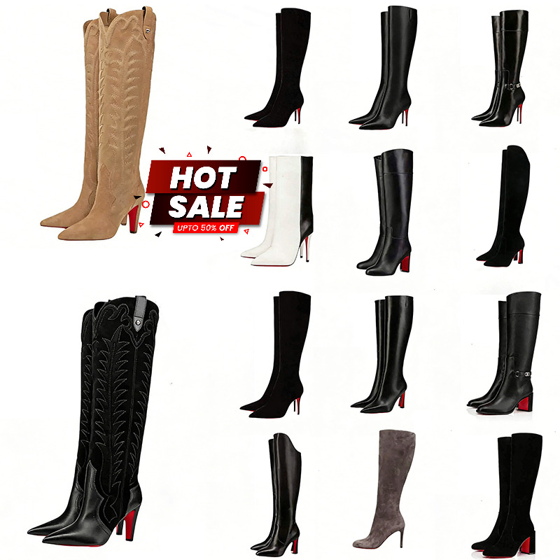 New Designer Womens Brand Women Dress Shoes Red Shiny BottomBoots Toe High Heels Stiletto Genuine Leather boots women Boots Pumps shoes