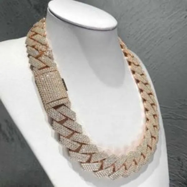 diamond gold necklace 20mm Width 3 Row hop hip jewelry iced Out moissanite diamonds cuban link chain necklaces designer bracelet Free Shipping