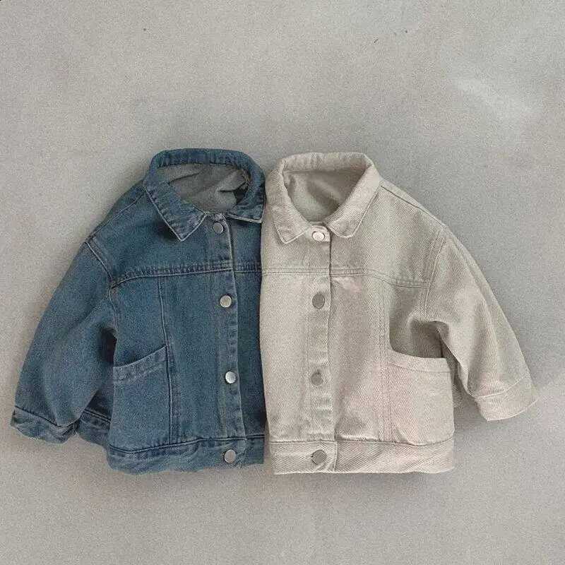 Spring New 2026 Children Denim Coat Fashion Girl Long Sleeve Laple Jacket Cute Baby Boys Casual Coat Kids ClothesT260916