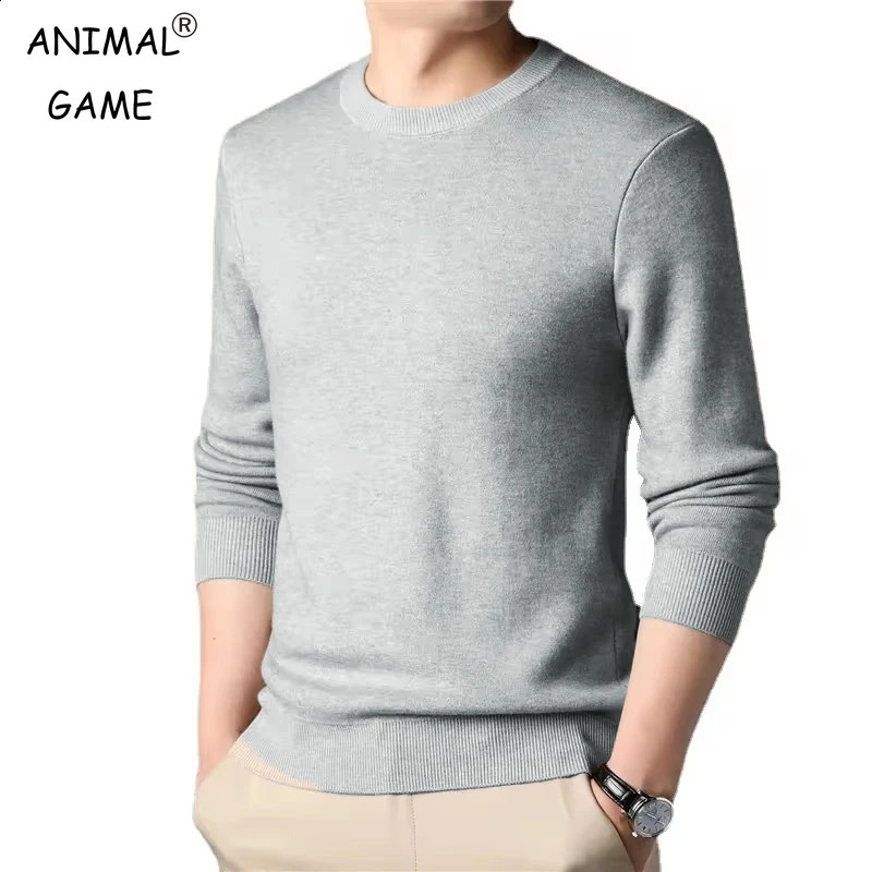 Men's Solid Color Knitted Pullover Sweater Crew Neck Lightweight Vintage Sweatshirts Loose Basic Streetwear Winter Warm Coats 260911