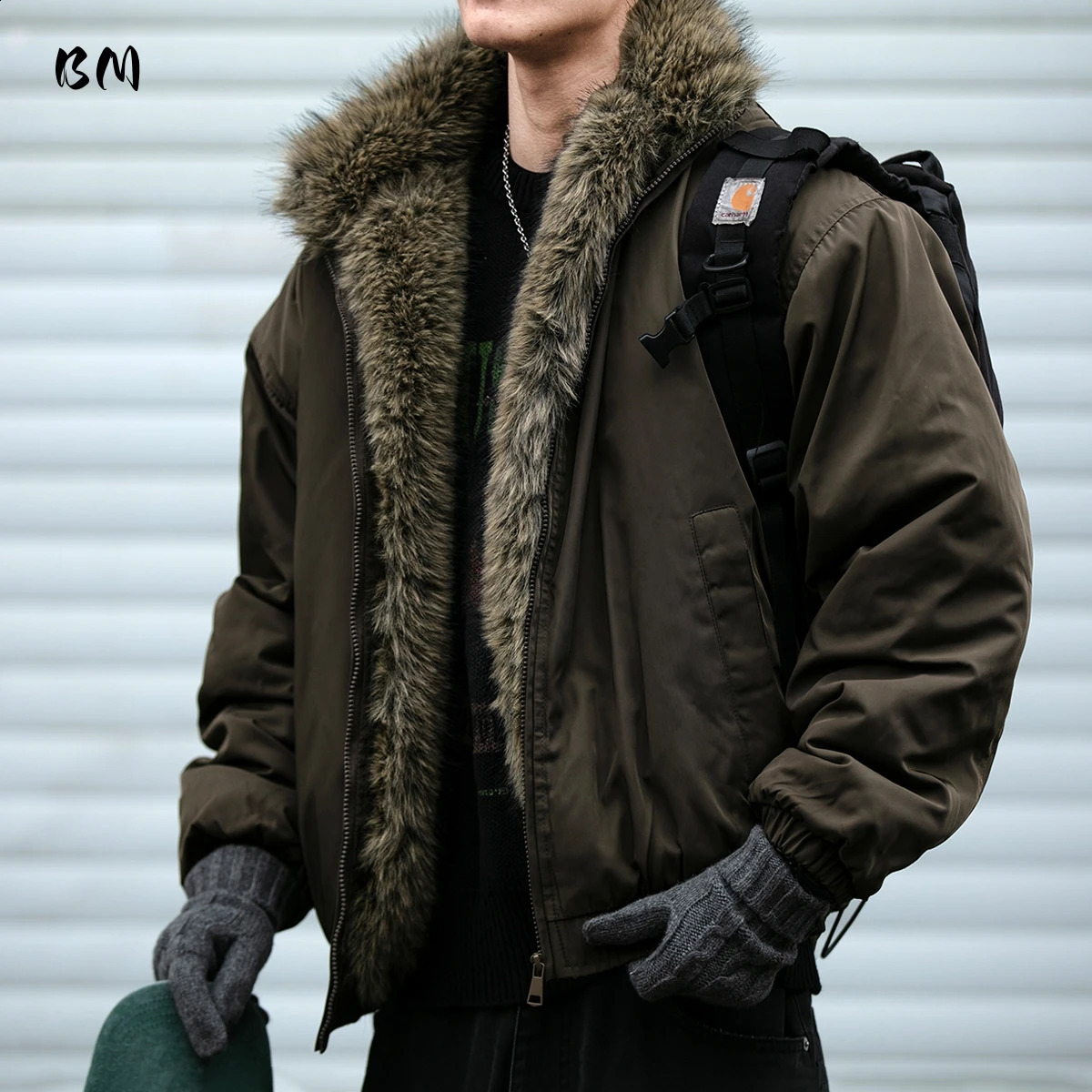 Mens Korean Streetwear Thick Warm Jacket Winter Fleece Lined Fur Collar High Quality Cold Proof Heavyweight Outdoor Thermal Coat 260917