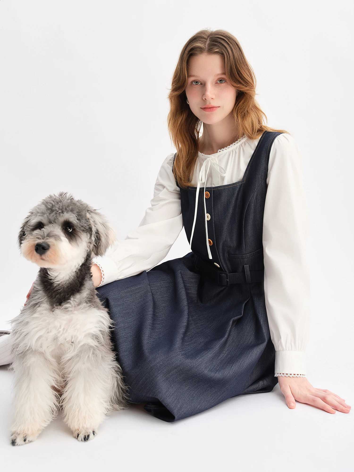 Denim DUSHU Nordic Style Fashion Suit Women Autumn 2025 New Long and Short Vest Skirt Vintage Clothing Ins Dresses 25DS83108W260915