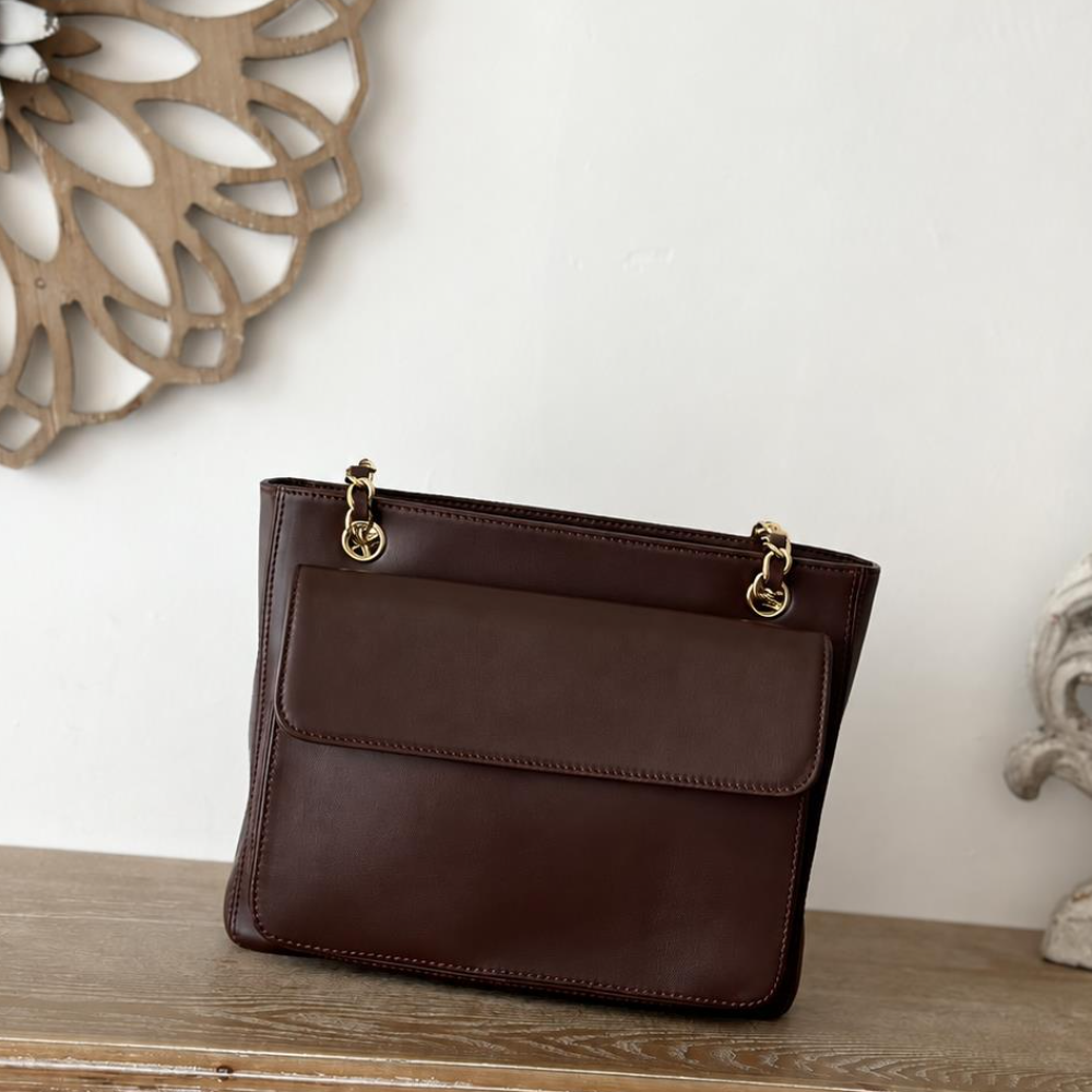 Vintage Tote Bag Leather Multi Pocket Shoulder Carryall Chic Office Weekend Shopping Top-Tier Designer New Arrival