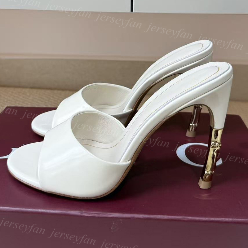 Femmes bout ouvert Mule talons métallisé or décor talon aiguille sans lacet dos nu glisser sandales Vintage robe fête talons hauts