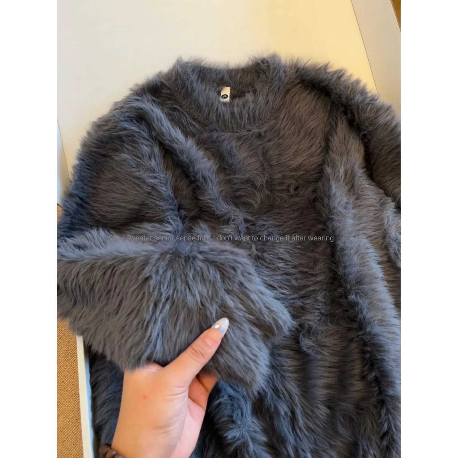 and Winter oversized sticky soft solid color sweater with a high-end feel men's and women's long sleeved warm round neck knitte J260916