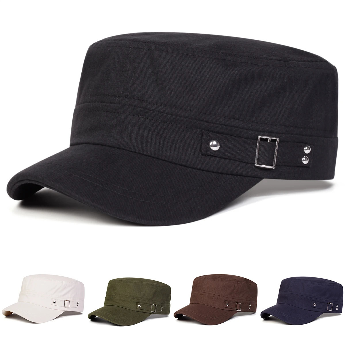 Unisex Military Caps Spring Autumn Sailor Hats Women Large Black Beret Men Flat Top Captain Navy 260916