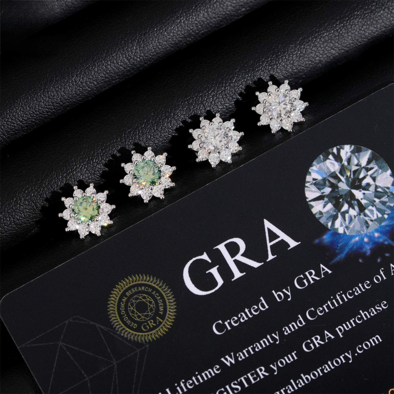 New product: 10mm sunflower light luxury earrings, S925 silver fully inlaid with moissanite, passes testing, earrings