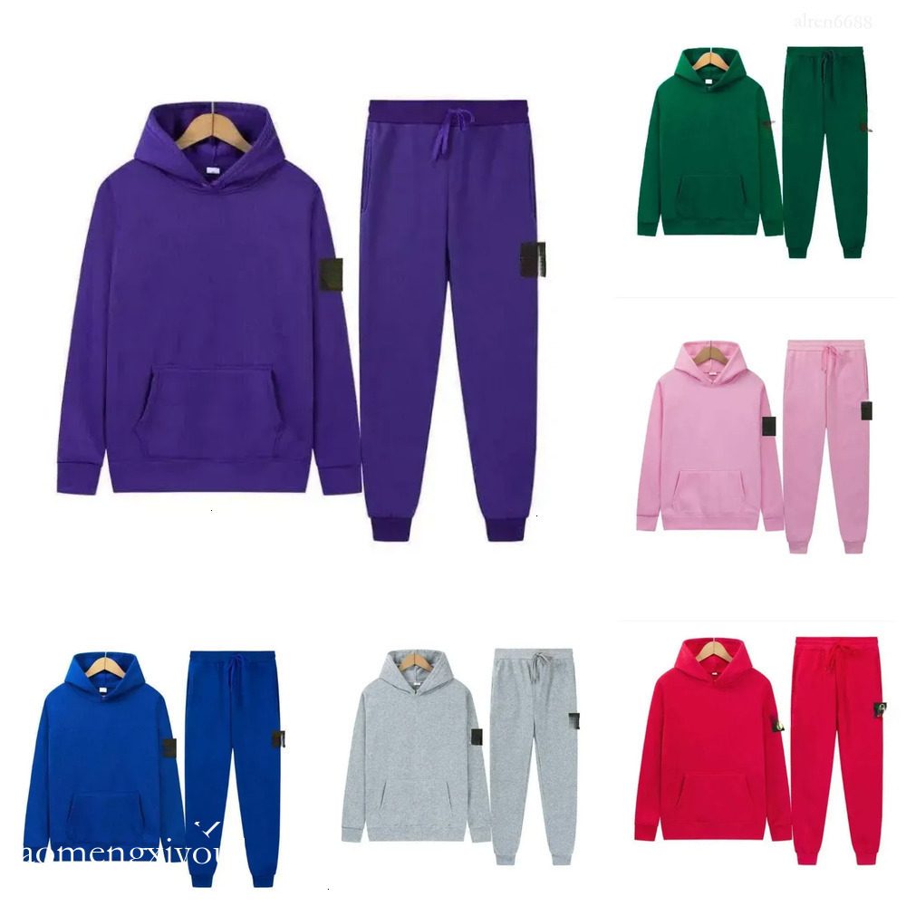 STONE JACKET Designer Mens Tracksuits Sweater Trousers Set Basketball Streetwear Sweatshirts Sports Suit Brand Letter Clothes Thick Hoodies