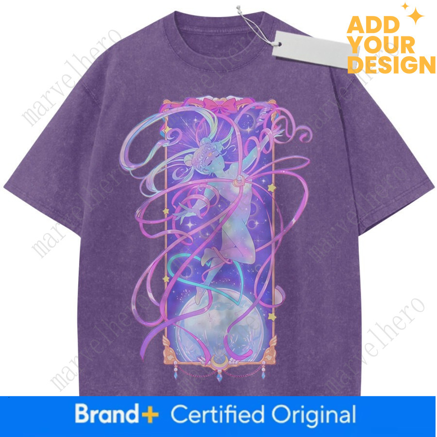 Summer Men S Purple Washed T Shirt Sailor Moon Chibiusa Dreamy Ribbon High Quality Fabric For Casual Shopping