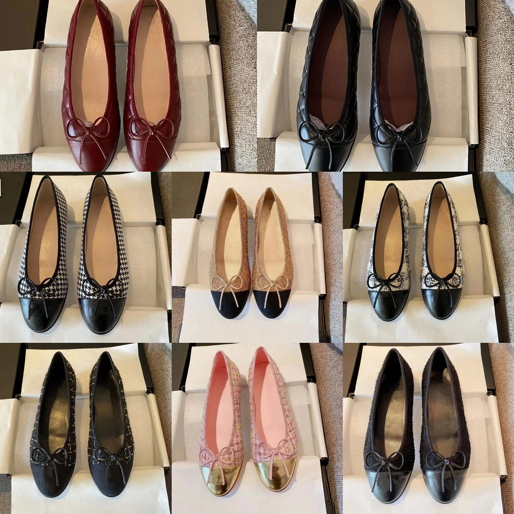 HOT designer shoes Paris Brand ballerina Ballet Flats Shoes Women Quilted Genuine Leather Slip on Ballerina Luxury Round Toe Ladies Dress Shoes DSA