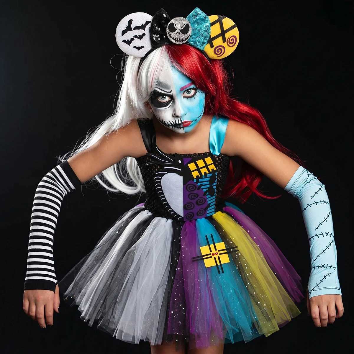 and Jack Sally Villain Nightmare Before Christmas Tutu dress Kids Halloween Cosplay Party Pageant Dance Recital Combo Costume S2609169XE4