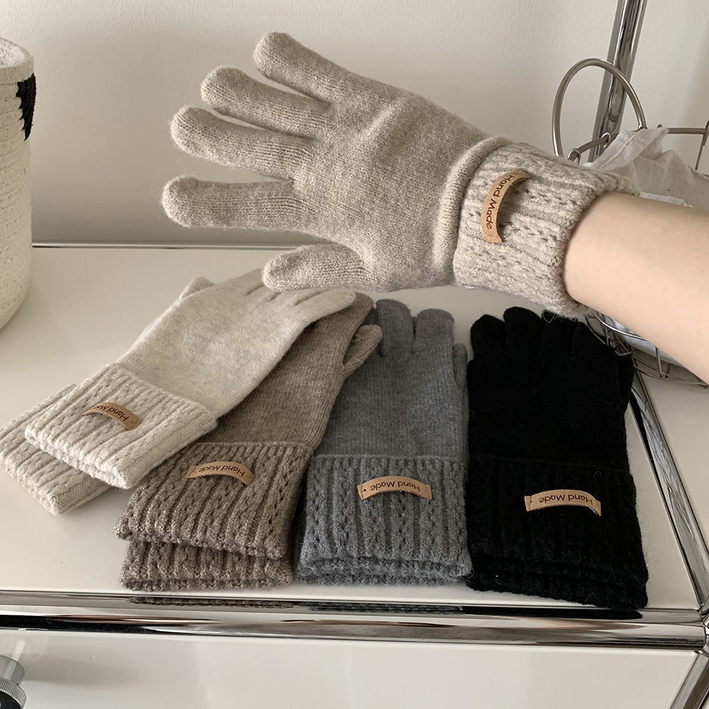 Wool Cashmere Blend Warm Cold-Proof Women Simple Outdoor High Elastic Winter Gloves 2026 Couple Style