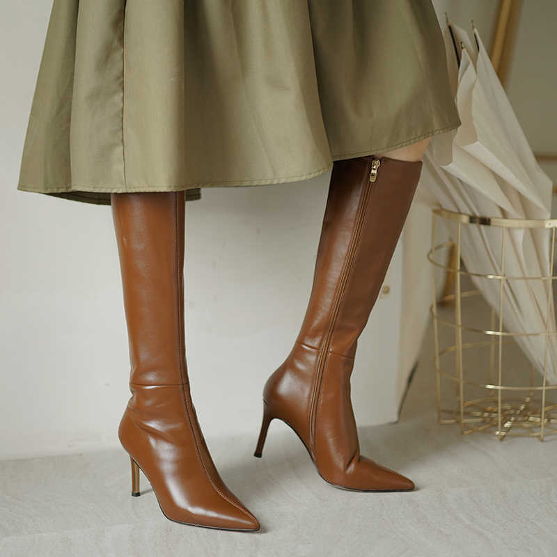Stilettos 2025 Trend Designer Sexy Women's Modern Boots New Autumn and Winter Pointed Over-the-knee Slim Shoes Zapatos De Mujer D260917