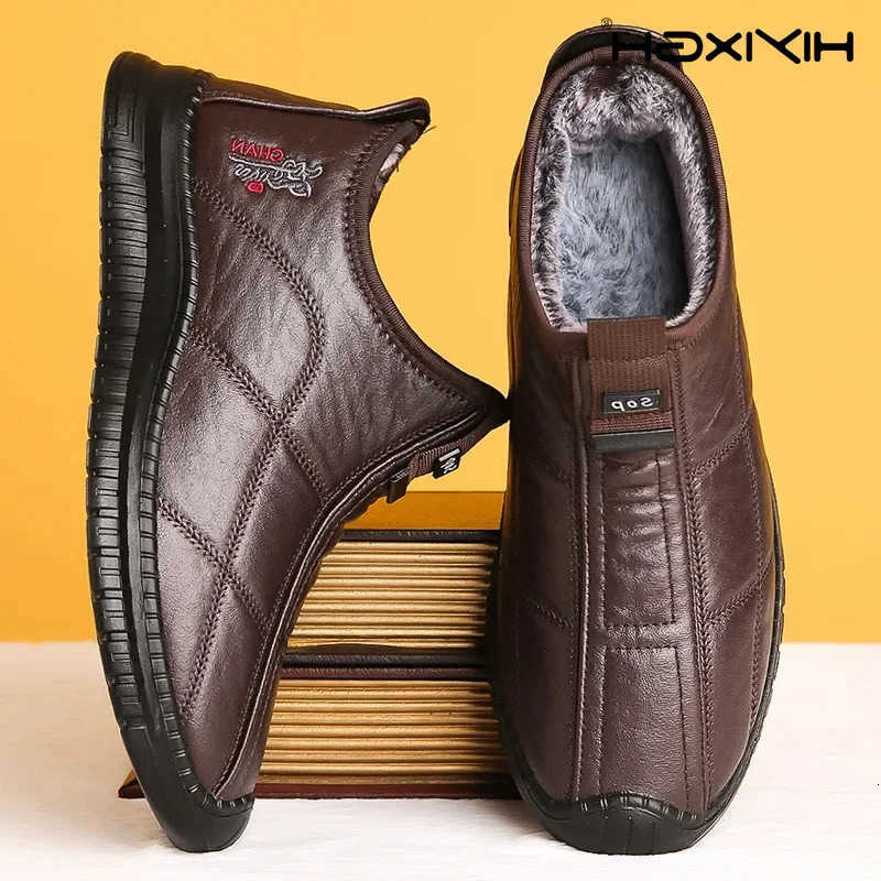 Winter men's boots are warm waterproof non slip thick walking boots and oversized work shoes for men aged 38-48 platform boots D260917