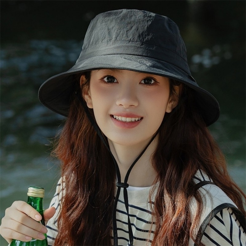 2026 Solid Color Sun Hats for Men Women Summer Outdoor Fishing Cap Wide Brim Anti-UV Protection Bucket Hat Hiking Fisherman Caps 260812ww