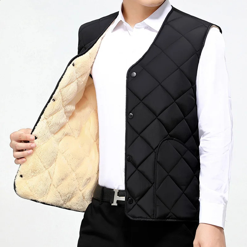 Thickened Men's Down Cotton Vest with Inner Liner Short Waistcoat Winter Fleece Underwear and Outerwear for Dads VT-310 260916