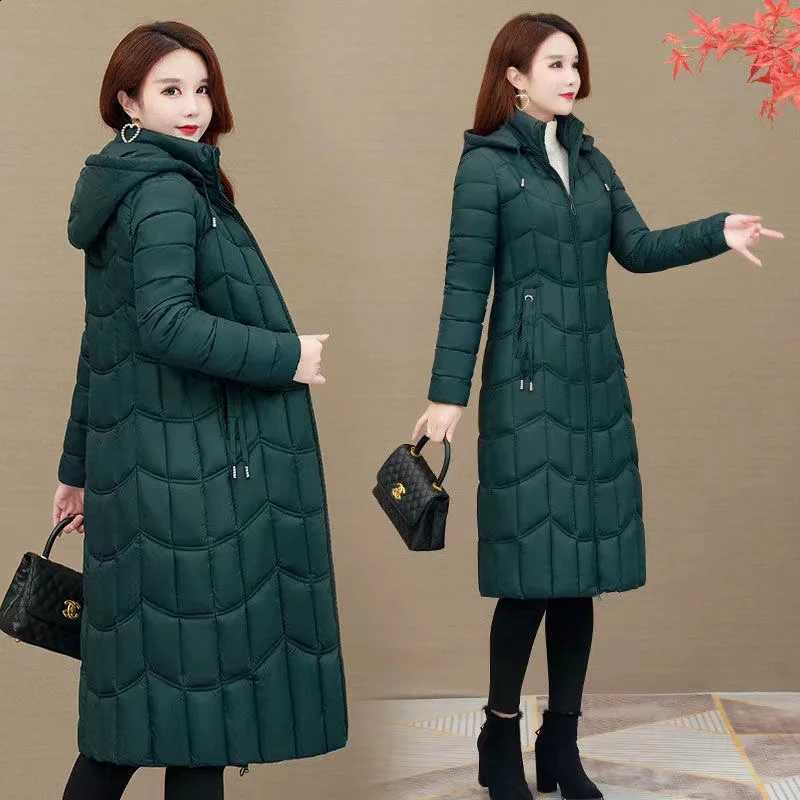 2026 Winter Jacket Women X-long Thicken Down Coat with A Hood Straight Elegant Outerwear Korean Fashion Female Parkas H260917