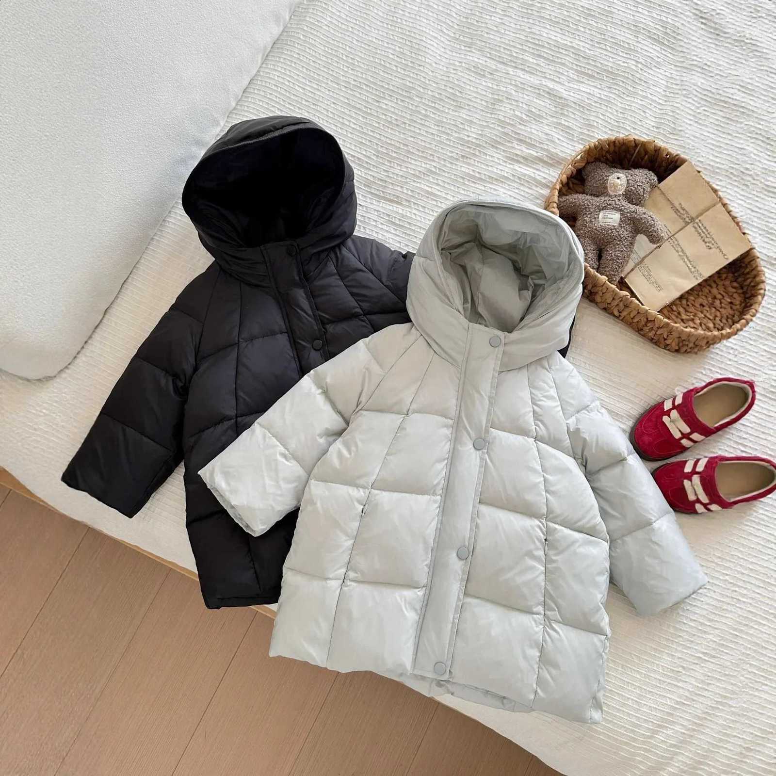 Duck OLEKID 2026 Winter Children Down Jacket 2-10Yrs Kids Girls Thick Hooded Jackets Plush Teens Boys Mid-length Outerwear Coats J260917