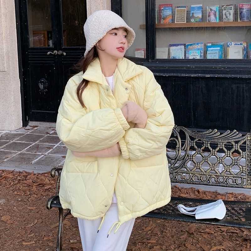 Long Autumn Winter New Fashion Sleeve Turn-down Collar Solid Parkas Women's Clothing Korean Button Warm All-match Simplicity Top H260917
